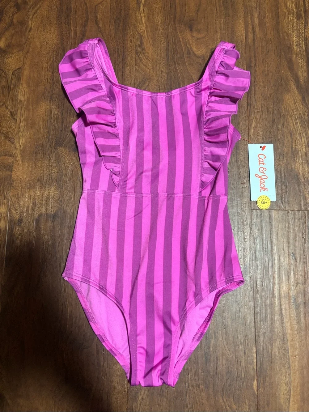 Cat & Jack Girls' Two Striped One Piece Swimsuit - Purple
